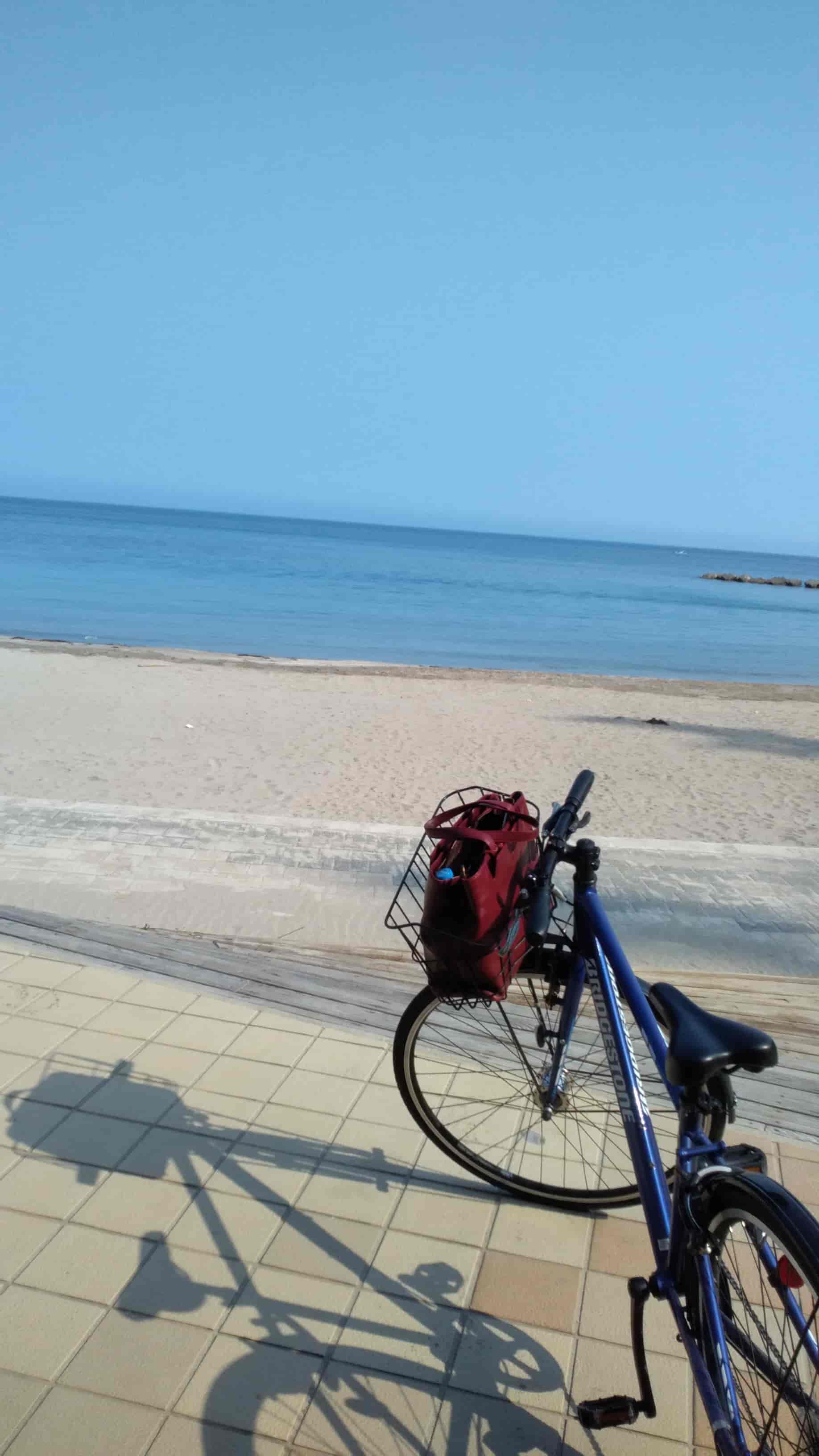隠岐の島の海と自転車